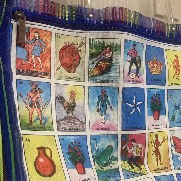Loteria Colorful Striped Tote Bag - Picture 3 of 10